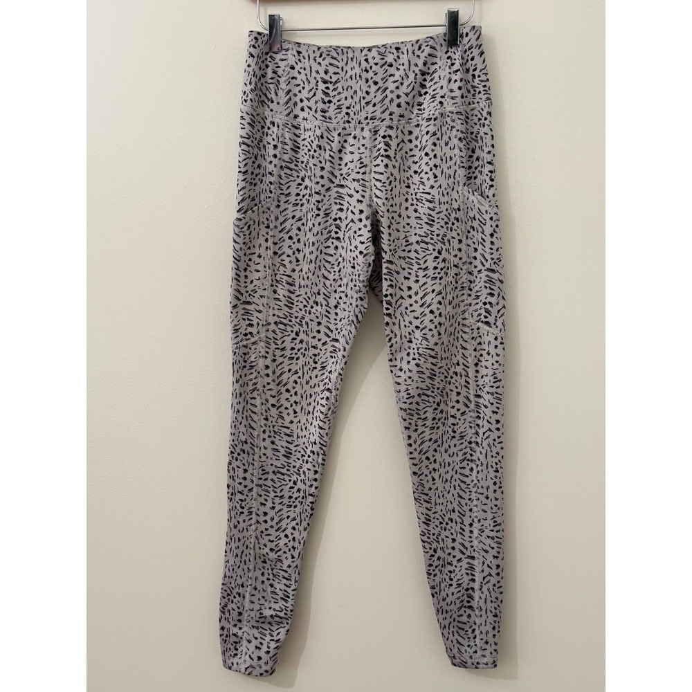 Apana High Rise Printed Pocket Yoga Leggings Gray Black Stretch Women's‎ M - Picture 3 of 8